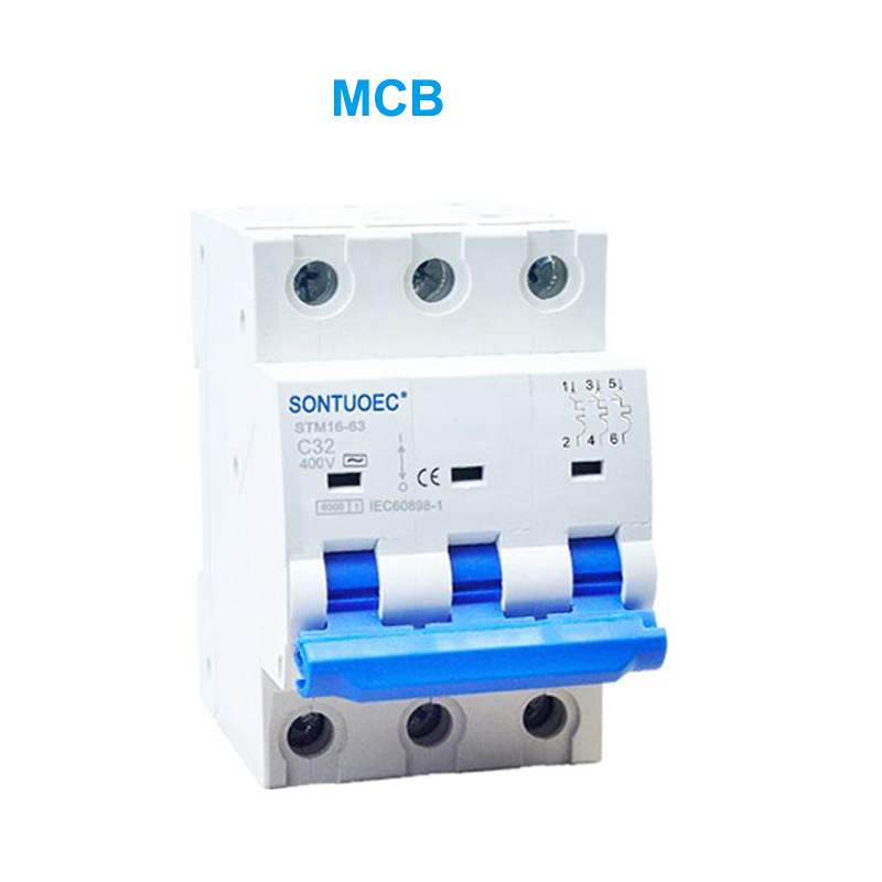 STM16-63 miniatūru ķēdes pārtraucējs 6KA 1P 2P 3P 4P 16A 230/400V MCB