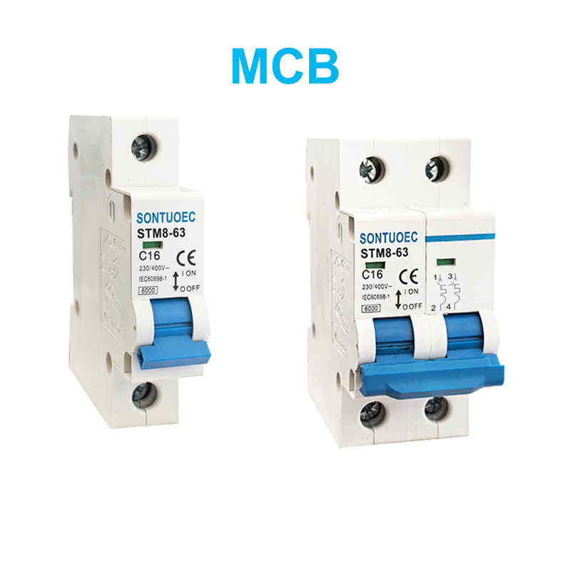 STM8-63 miniatūru ķēdes pārtraucējs 6KA 1P 2P 3P 4P 16A 230/400V