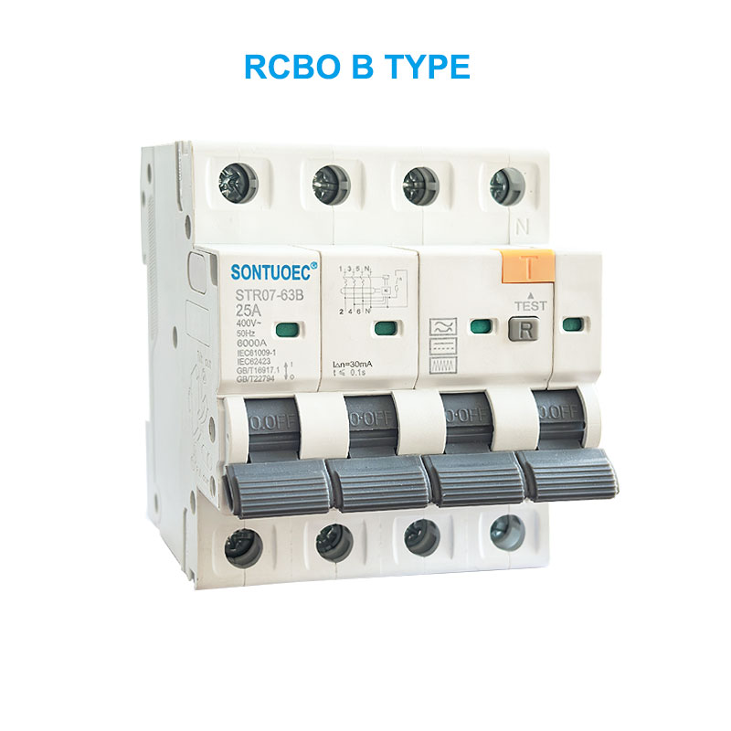 STRO7-63B RCBO B TYPE 2P 4P atlikušās strāvas ķēdes pārtraucējs