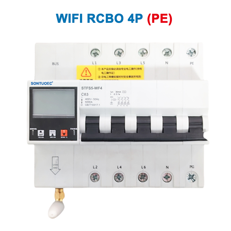 WiFi STFS5-63 sērijas daudzfunkcionālā IoT Intelligent RCBO Intelligent Circuit Breaker